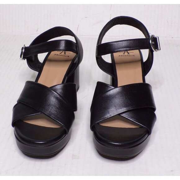 🆕 AQUATALIA Mianna Platform Block Heel Sandal Shoes Black 8 - Picture 3 of 10